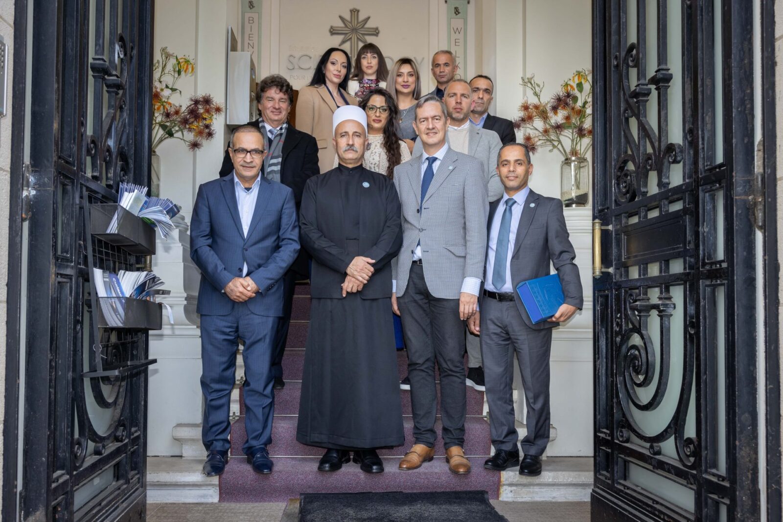 Druzes, Universal Peace Council and Scientology meet in Brussels 1 Sheikh Bader Kasem, Rev Eric Roux and a delagation of the Universal Peace Council