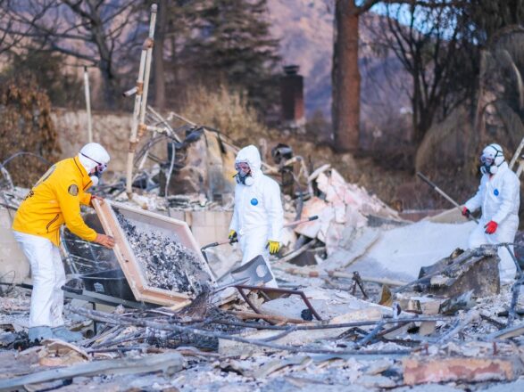 sifting through ash for valuables